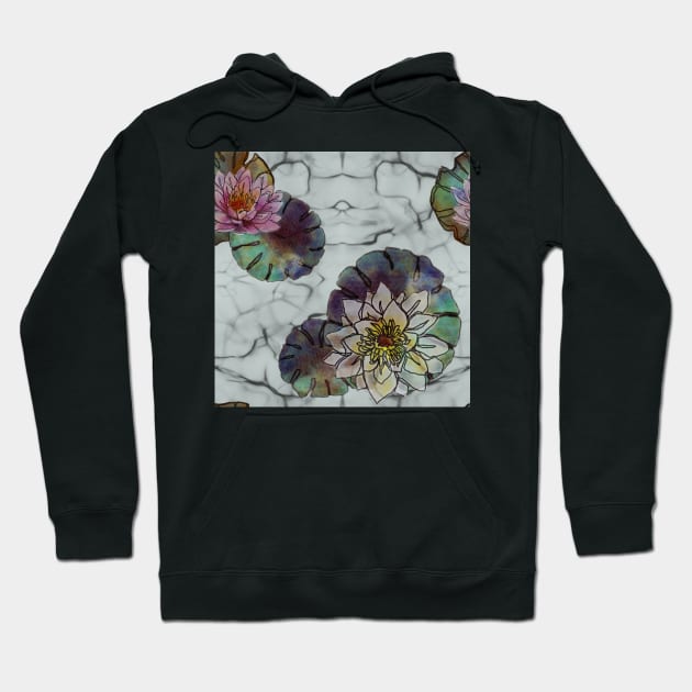 Lotus flowers White Marble Hoodie by ArtInPi